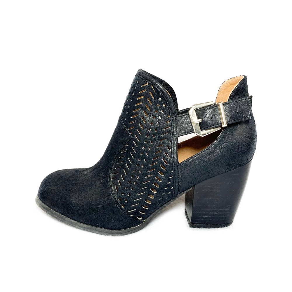 QUPID Micro Suede Cutout Booties with Buckle